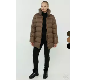 Длинная зимняя куртка большие размеры матовая без капюшона – P0270