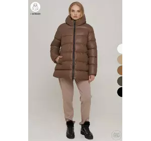 Длинная женская зимняя куртка большой размер матовая с капюшоном – P0276