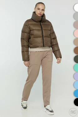 Зимняя короткая куртка больших размеров матовая без капюшона – P0268